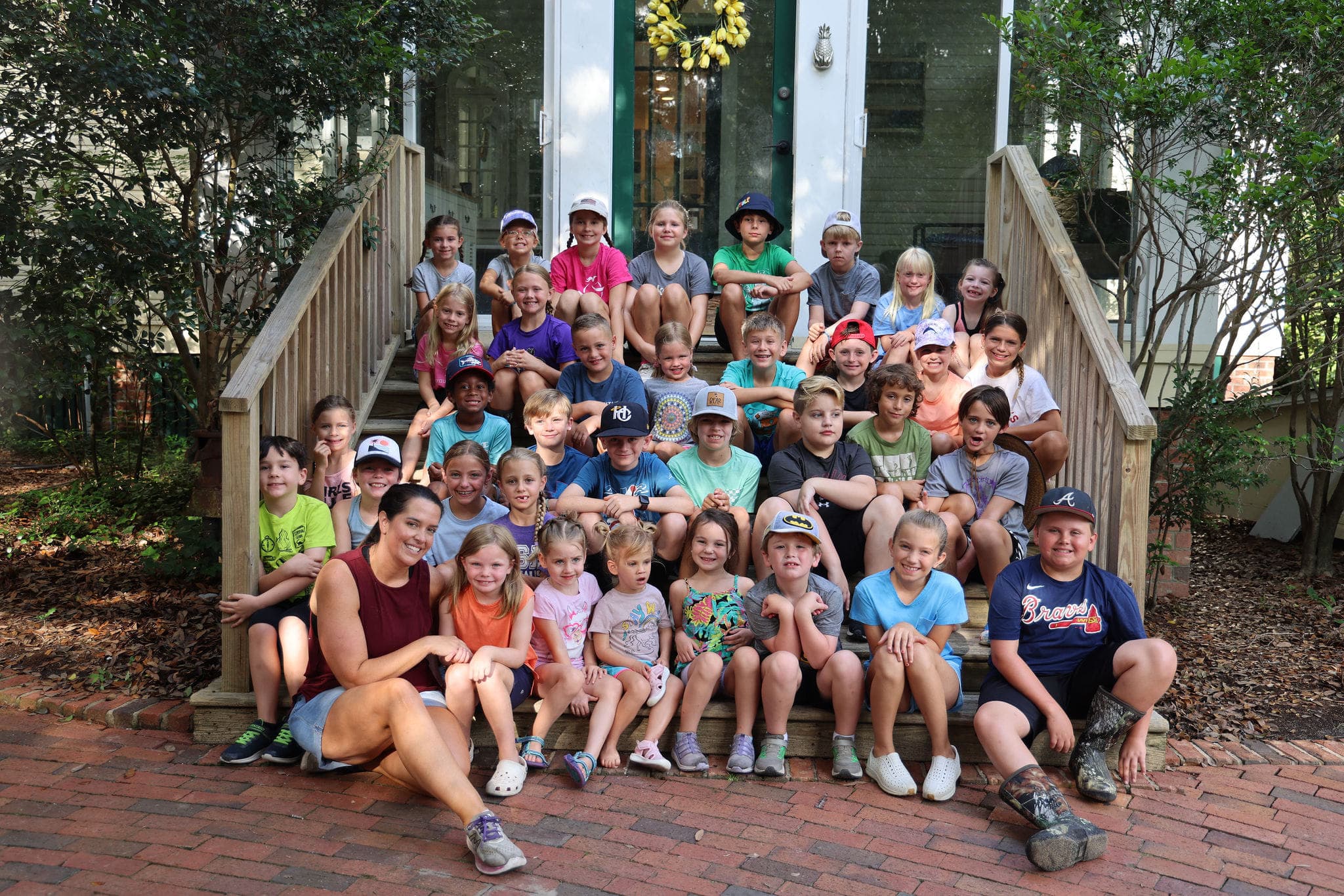 Camp group on steps